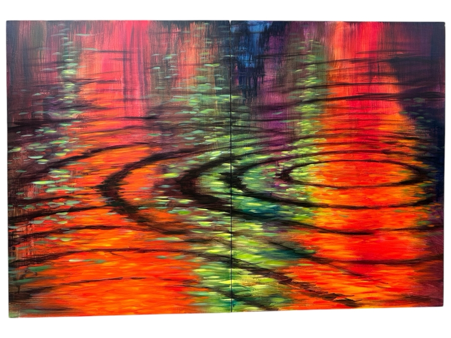 Gerrit Greve (1948-2024, Cardiff by the Sea, CA) Original Acrylic Diptych Painting On Canvas Untitled Signed Verso 72' X 48' Estimate $3,500 - $4,300