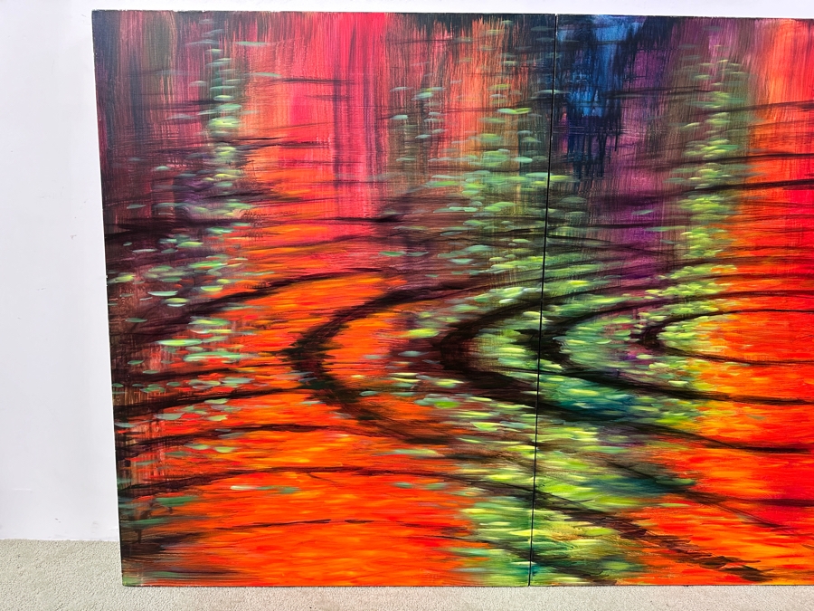 Gerrit Greve (1948-2024, Cardiff by the Sea, CA) Original Acrylic Diptych Painting On Canvas Untitled Signed Verso 72' X 48' Estimate $3,500 - $4,300 [Photo 2]