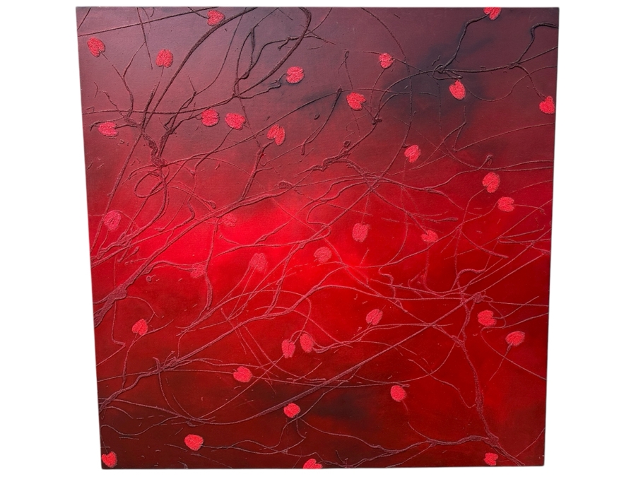 Gerrit Greve (1948-2024, Cardiff by the Sea, CA) Original Acrylic Mixed-Media Sand Painting On Canvas Titled 'Perfect 36' Signed Verso Dated 2000 48' X 48' Estimate $2,300 - $2,900