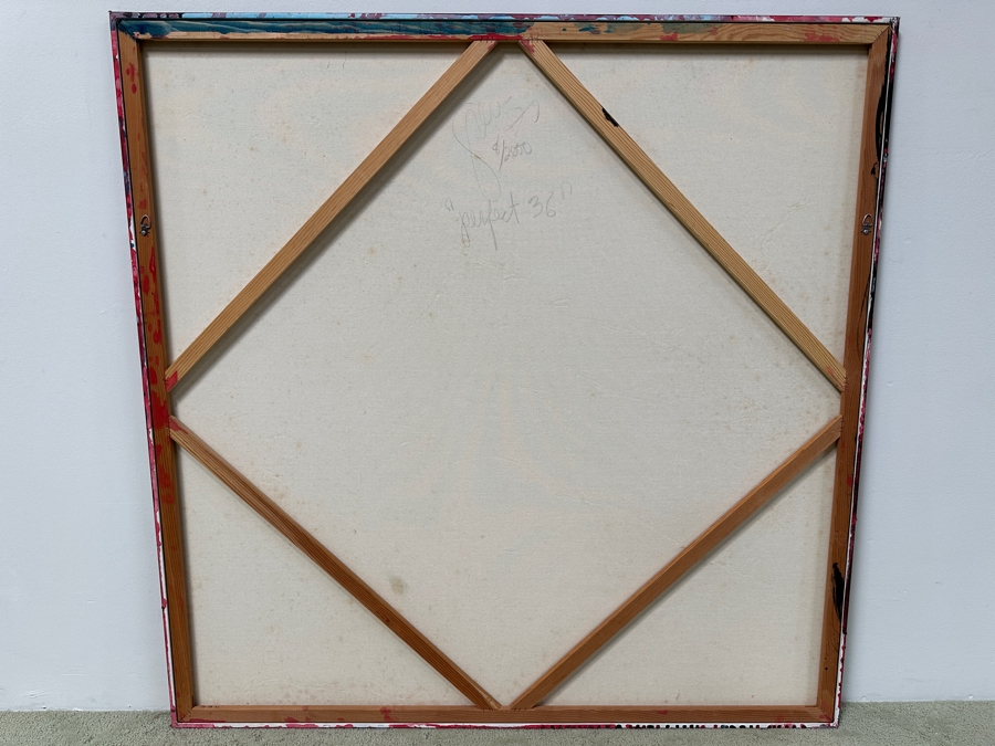 Gerrit Greve (1948-2024, Cardiff by the Sea, CA) Original Acrylic Mixed-Media Sand Painting On Canvas Titled 'Perfect 36' Signed Verso Dated 2000 48' X 48' Estimate $2,300 - $2,900 [Photo 6]