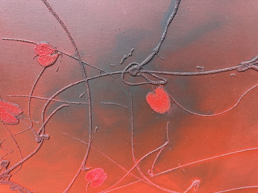 Gerrit Greve (1948-2024, Cardiff by the Sea, CA) Original Acrylic Mixed-Media Sand Painting On Canvas Titled 'Perfect 36' Signed Verso Dated 2000 48' X 48' Estimate $2,300 - $2,900 [Photo 4]