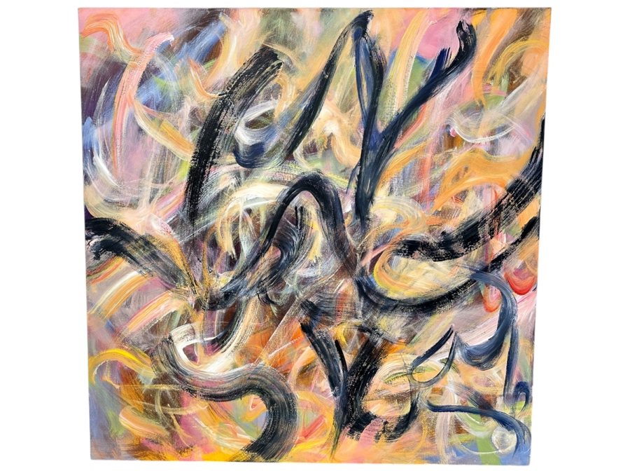 Gerrit Greve (1948-2024, Cardiff by the Sea, CA) Original Acrylic Abstract Painting On Canvas Untitled Signed Verso Dated 2022 48' X 48' Estimate $2,300 - $2,900