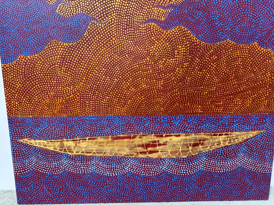 Gerrit Greve (1948-2024, Cardiff by the Sea, CA) Original Acrylic Pointillism Painting On Canvas Titled 'Voyage 8' Signed Verso Dated 2008 48' X 48' Estimate $2,300 - $2,900 [Photo 4]