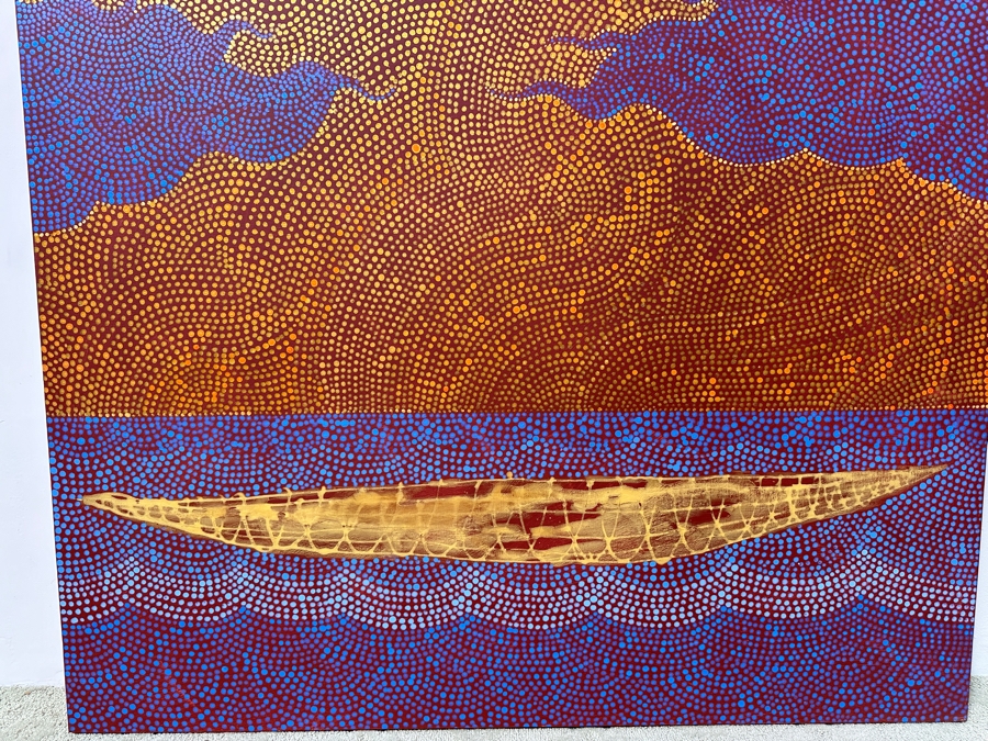 Gerrit Greve (1948-2024, Cardiff by the Sea, CA) Original Acrylic Pointillism Painting On Canvas Titled 'Voyage 8' Signed Verso Dated 2008 48' X 48' Estimate $2,300 - $2,900 [Photo 2]