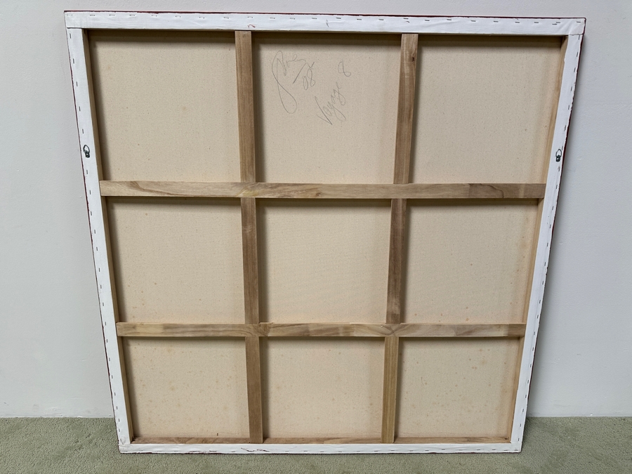 Gerrit Greve (1948-2024, Cardiff by the Sea, CA) Original Acrylic Pointillism Painting On Canvas Titled 'Voyage 8' Signed Verso Dated 2008 48' X 48' Estimate $2,300 - $2,900 [Photo 6]