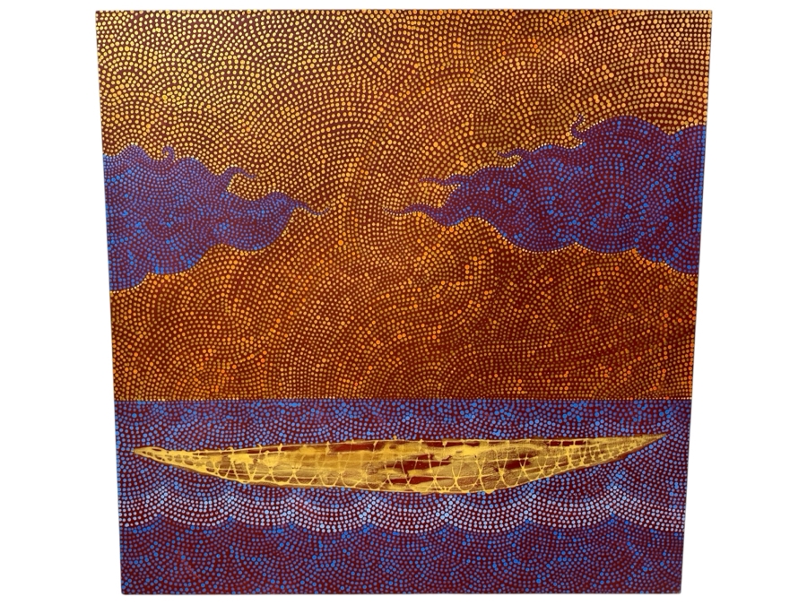 Gerrit Greve (1948-2024, Cardiff by the Sea, CA) Original Acrylic Pointillism Painting On Canvas Titled 'Voyage 8' Signed Verso Dated 2008 48' X 48' Estimate $2,300 - $2,900