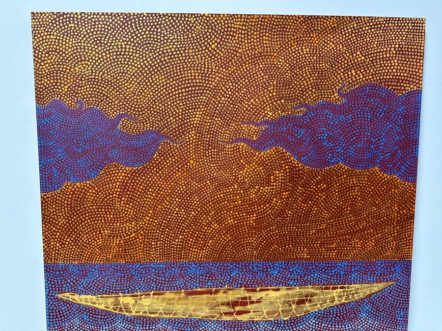 Gerrit Greve (1948-2024, Cardiff by the Sea, CA) Original Acrylic Pointillism Painting On Canvas Titled 'Voyage 8' Signed Verso Dated 2008 48' X 48' Estimate $2,300 - $2,900 [Photo 3]