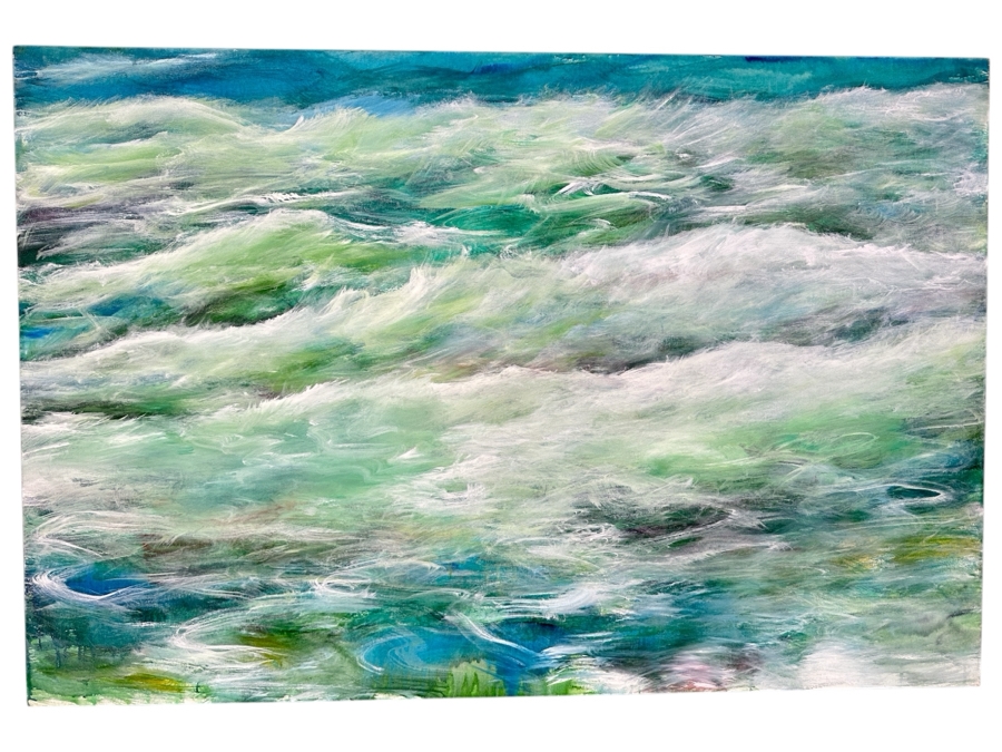 Gerrit Greve (1948-2024, Cardiff by the Sea, CA) Original Acrylic Painting On Canvas Raging Ocean Waves Signed Verso Dated 2013 72' X 48' Estimate $3,500 - $4,300 Retails $6,900