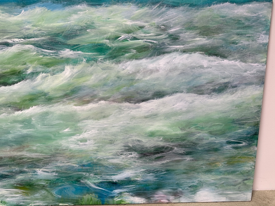 Gerrit Greve (1948-2024, Cardiff by the Sea, CA) Original Acrylic Painting On Canvas Raging Ocean Waves Signed Verso Dated 2013 72' X 48' Estimate $3,500 - $4,300 Retails $6,900 [Photo 4]
