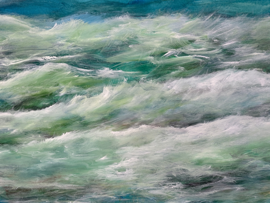 Gerrit Greve (1948-2024, Cardiff by the Sea, CA) Original Acrylic Painting On Canvas Raging Ocean Waves Signed Verso Dated 2013 72' X 48' Estimate $3,500 - $4,300 Retails $6,900 [Photo 2]