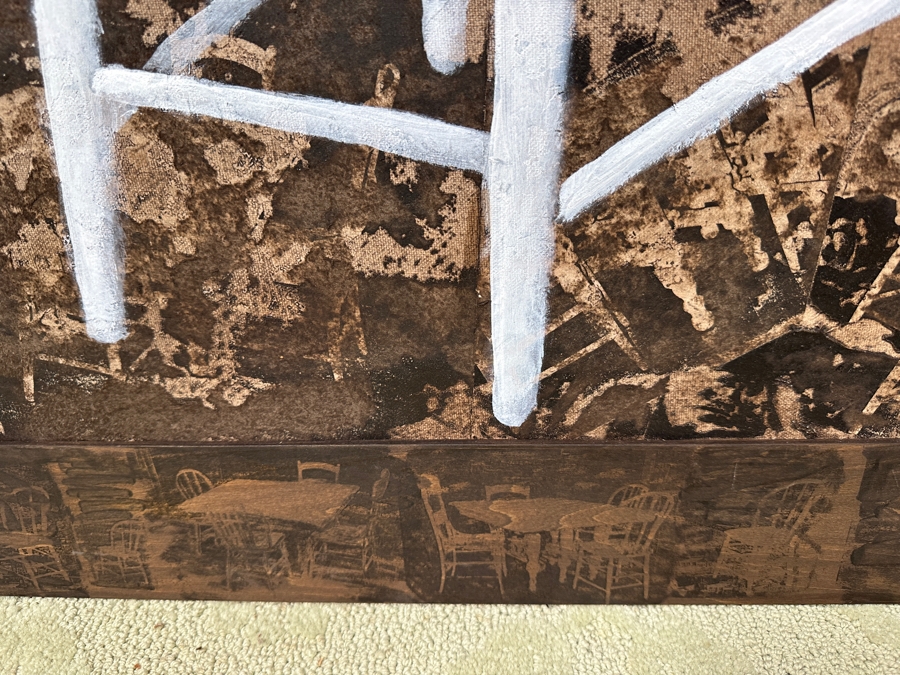 Gerrit Greve (1948-2024, Cardiff by the Sea, CA) Original Acrylic Painting On Canvas Titled 'No More Conversation' With Custom Matching Frame Signed Verso Dated 1994 40' X 36' Framed 46.5 X 42.5 Estimate $2,000 - $2,300 [Photo 5]