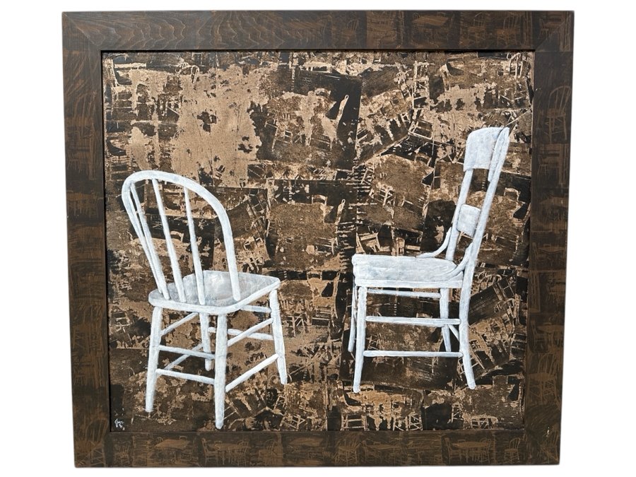 Gerrit Greve (1948-2024, Cardiff by the Sea, CA) Original Acrylic Painting On Canvas Titled 'No More Conversation' With Custom Matching Frame Signed Verso Dated 1994 40' X 36' Framed 46.5 X 42.5 Estimate $2,000 - $2,300