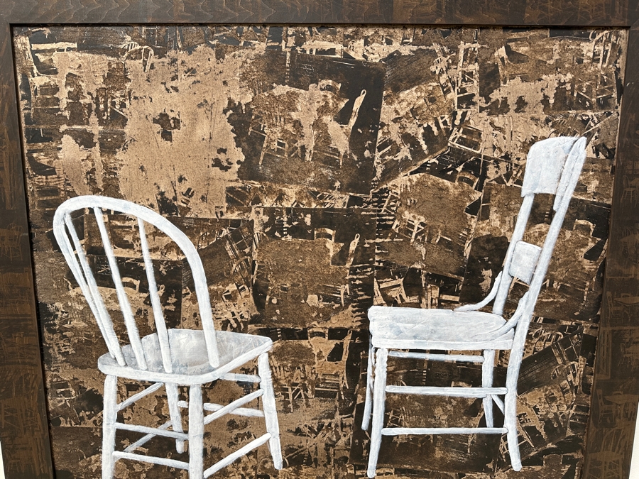 Gerrit Greve (1948-2024, Cardiff by the Sea, CA) Original Acrylic Painting On Canvas Titled 'No More Conversation' With Custom Matching Frame Signed Verso Dated 1994 40' X 36' Framed 46.5 X 42.5 Estimate $2,000 - $2,300 [Photo 3]