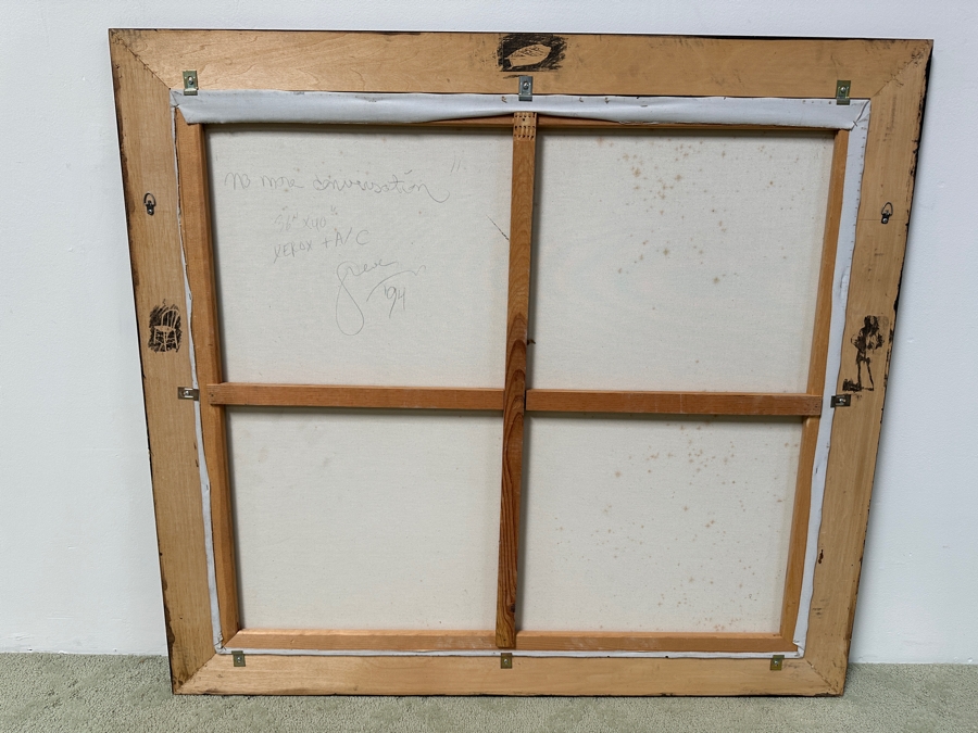 Gerrit Greve (1948-2024, Cardiff by the Sea, CA) Original Acrylic Painting On Canvas Titled 'No More Conversation' With Custom Matching Frame Signed Verso Dated 1994 40' X 36' Framed 46.5 X 42.5 Estimate $2,000 - $2,300 [Photo 8]