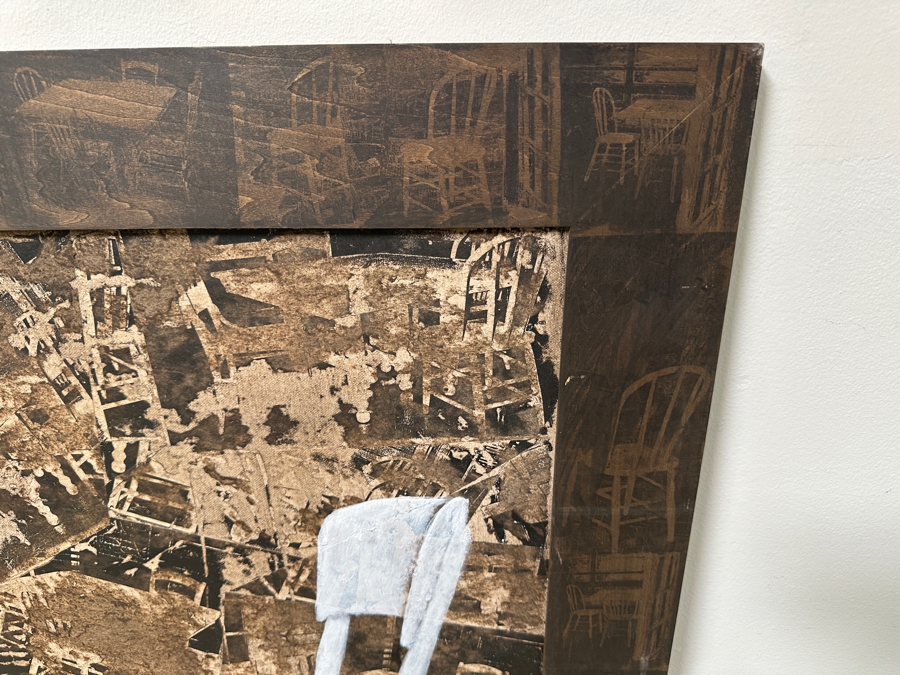 Gerrit Greve (1948-2024, Cardiff by the Sea, CA) Original Acrylic Painting On Canvas Titled 'No More Conversation' With Custom Matching Frame Signed Verso Dated 1994 40' X 36' Framed 46.5 X 42.5 Estimate $2,000 - $2,300 [Photo 7]