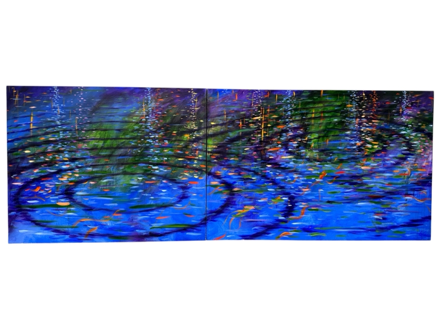 Gerrit Greve (1948-2024, Cardiff by the Sea, CA) Original Acrylic Diptych Painting On Canvas Titled 'Fall Equinox' Signed Lower Right And Verso Dated 2013 132' X 48' Estimate $6,300 - $7,900