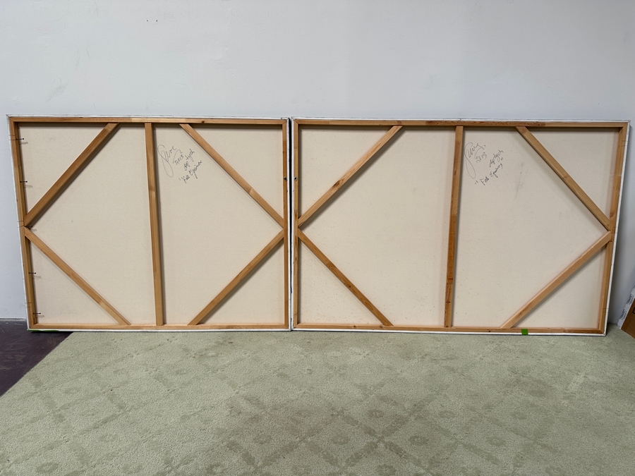 Gerrit Greve (1948-2024, Cardiff by the Sea, CA) Original Acrylic Diptych Painting On Canvas Titled 'Fall Equinox' Signed Lower Right And Verso Dated 2013 132' X 48' Estimate $6,300 - $7,900 [Photo 6]