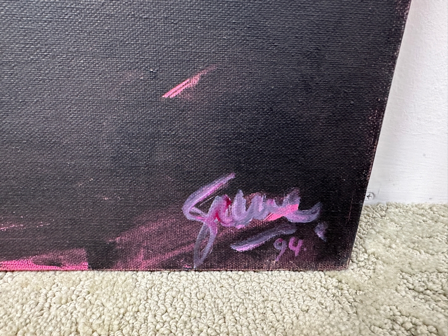 Gerrit Greve (1948-2024, Cardiff by the Sea, CA) Original Acrylic Painting On Canvas Of A Pink Rose Signed Lower Right Dated 1994 36' X 48' Estimate $1,700 - $2,200 [Photo 4]
