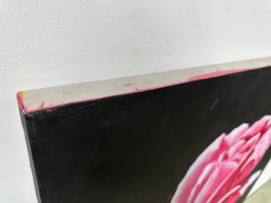 Gerrit Greve (1948-2024, Cardiff by the Sea, CA) Original Acrylic Painting On Canvas Of A Pink Rose Signed Lower Right Dated 1994 36' X 48' Estimate $1,700 - $2,200 [Photo 5]