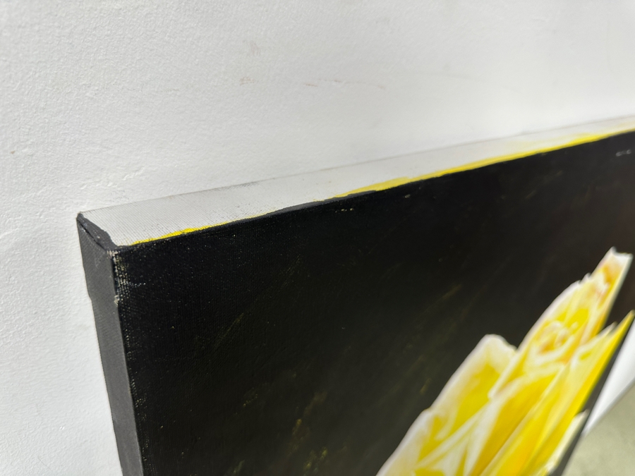 Gerrit Greve (1948-2024, Cardiff by the Sea, CA) Original Acrylic Painting On Canvas Of A Yellow Rose Signed Lower Left Dated 1994 36' X 48' Estimate $1,700 - $2,200 [Photo 5]