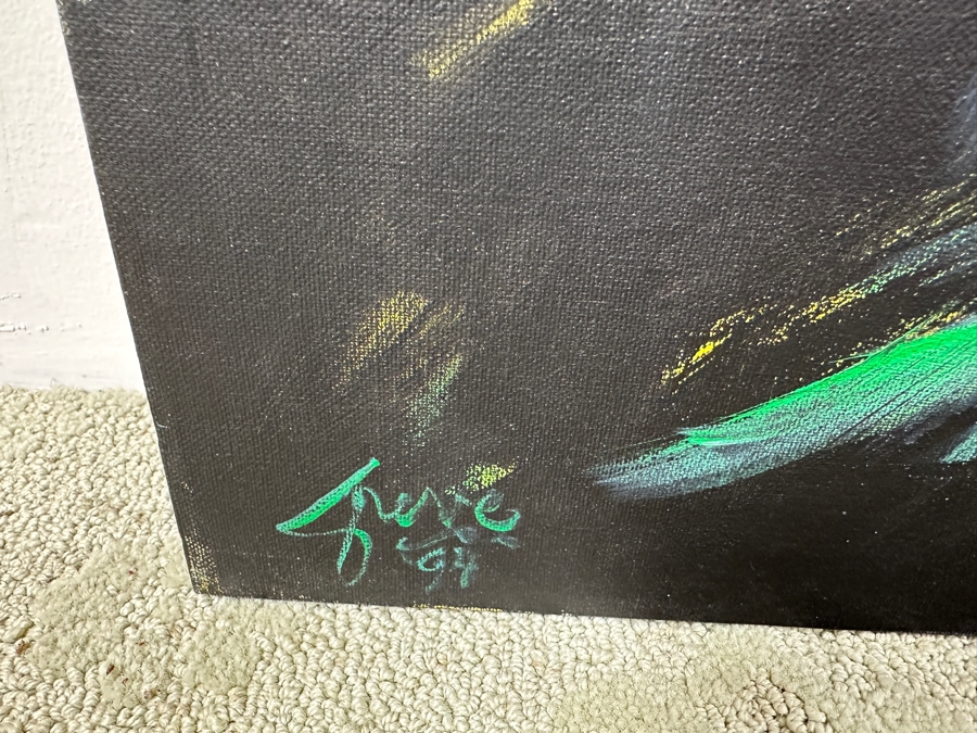 Gerrit Greve (1948-2024, Cardiff by the Sea, CA) Original Acrylic Painting On Canvas Of A Yellow Rose Signed Lower Left Dated 1994 36' X 48' Estimate $1,700 - $2,200 [Photo 4]