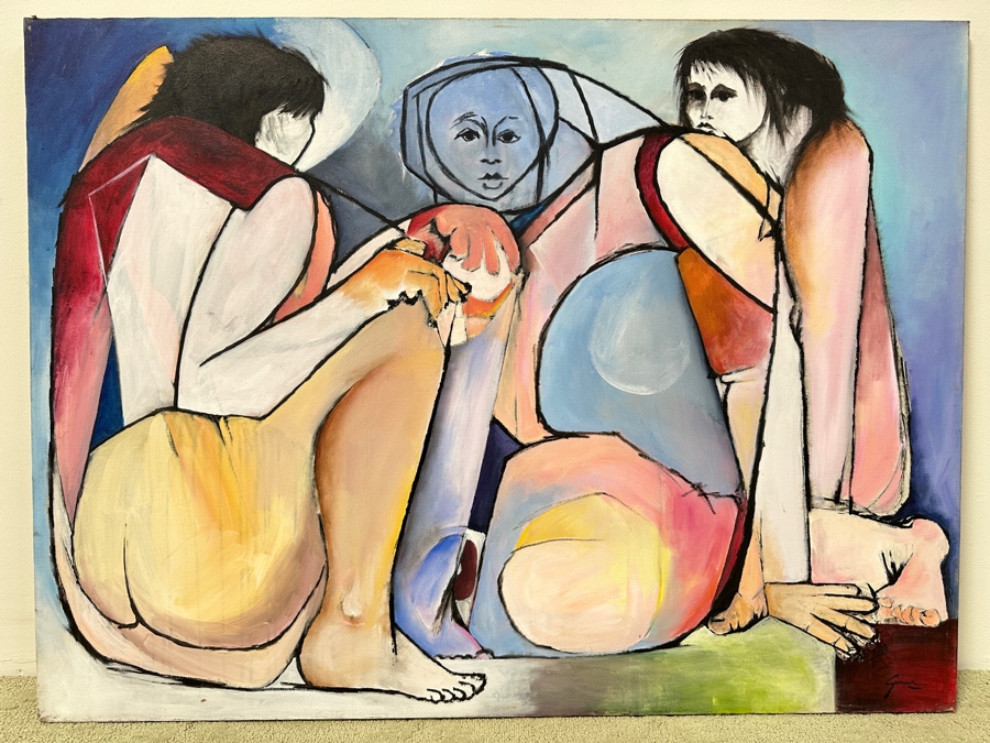 Gerrit Greve (1948-2024, Cardiff by the Sea, CA) Original Acrylic Painting On Canvas Titled 'The Witness' Signed Lower Right 48' X 36' Estimate $1,700 - $2,200 [Photo 2]