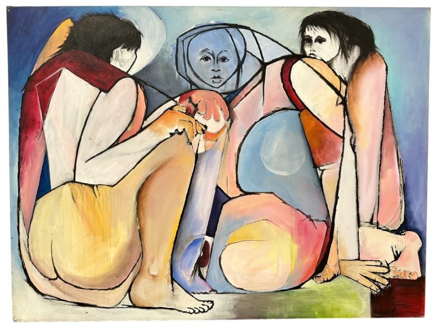 Gerrit Greve (1948-2024, Cardiff by the Sea, CA) Original Acrylic Painting On Canvas Titled 'The Witness' Signed Lower Right 48' X 36' Estimate $1,700 - $2,200