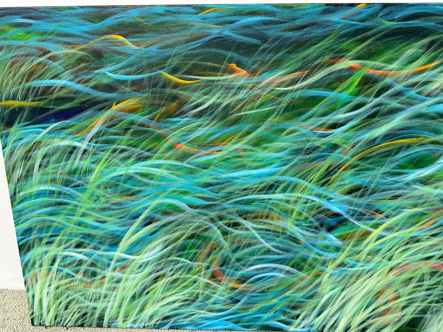 Gerrit Greve (1948-2024, Cardiff by the Sea, CA) Original Acrylic Painting On Canvas Titled 'Creek Reeds 06' Signed Lower Right And Verso Dated 2014 48' X 24' Estimate $1,200 - $1,400 [Photo 2]