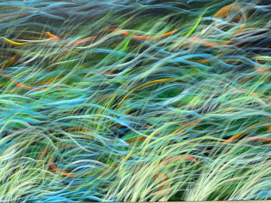 Gerrit Greve (1948-2024, Cardiff by the Sea, CA) Original Acrylic Painting On Canvas Titled 'Creek Reeds 06' Signed Lower Right And Verso Dated 2014 48' X 24' Estimate $1,200 - $1,400 [Photo 3]