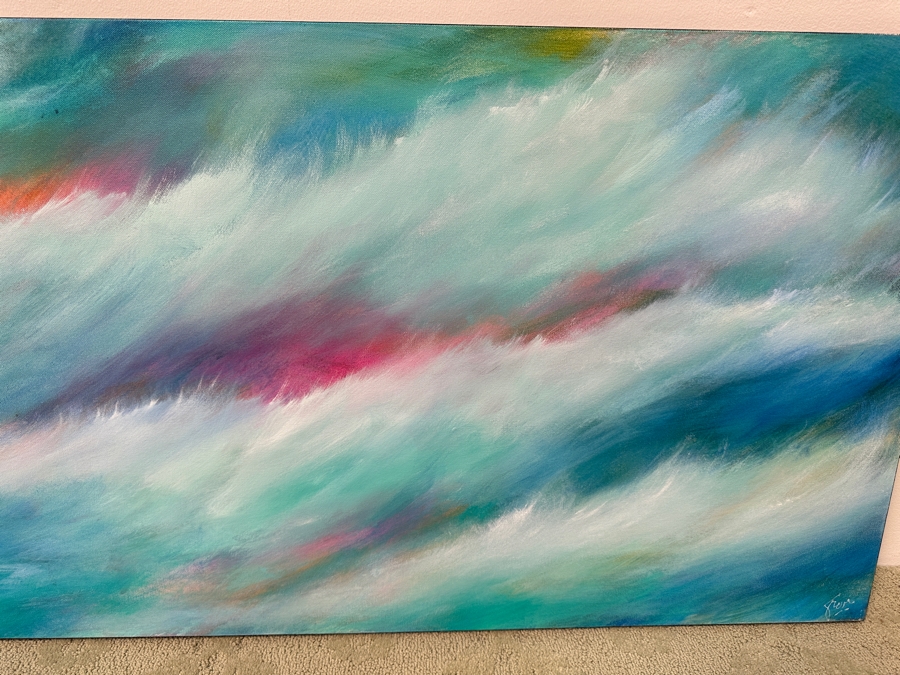 Gerrit Greve (1948-2024, Cardiff by the Sea, CA) Original Acrylic Painting On Canvas Titled 'Early Easter Waters' Signed Lower Right And Verso Dated 2019 48' X 24' Estimate $1,200 - $1,400 [Photo 3]