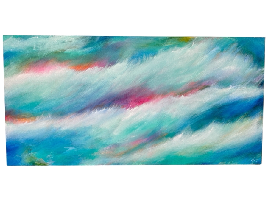 Gerrit Greve (1948-2024, Cardiff by the Sea, CA) Original Acrylic Painting On Canvas Titled 'Early Easter Waters' Signed Lower Right And Verso Dated 2019 48' X 24' Estimate $1,200 - $1,400