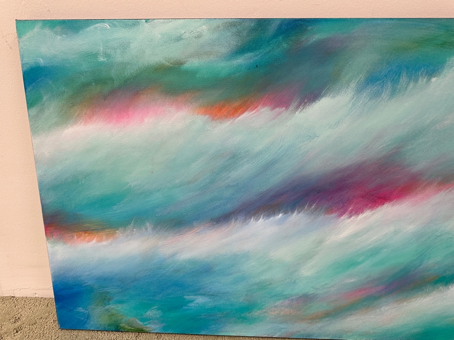 Gerrit Greve (1948-2024, Cardiff by the Sea, CA) Original Acrylic Painting On Canvas Titled 'Early Easter Waters' Signed Lower Right And Verso Dated 2019 48' X 24' Estimate $1,200 - $1,400 [Photo 2]