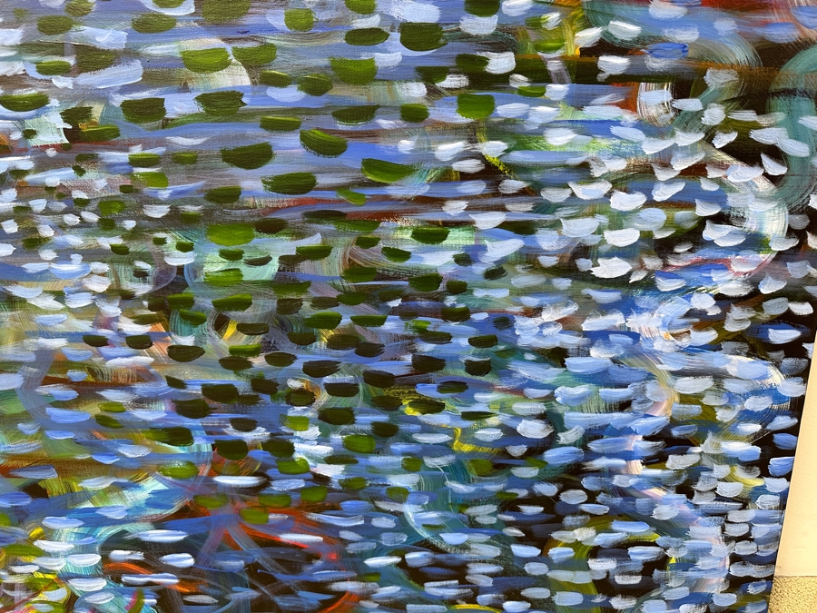 Gerrit Greve (1948-2024, Cardiff by the Sea, CA) Original Acrylic Diptych Painting On Canvas Titled 'Lagoon Edge' Signed Lower Left And Lower Right 72' X 36' Estimate $2,600 - $3,200 [Photo 4]