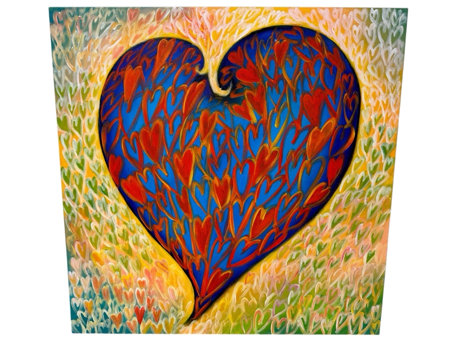 Gerrit Greve (1948-2024, Cardiff by the Sea, CA) Original Acrylic Painting On Canvas Titled 'Healthy Heart' Signed Verso Dated 2019 36' X 36' Estimate $1,300 - $1,600