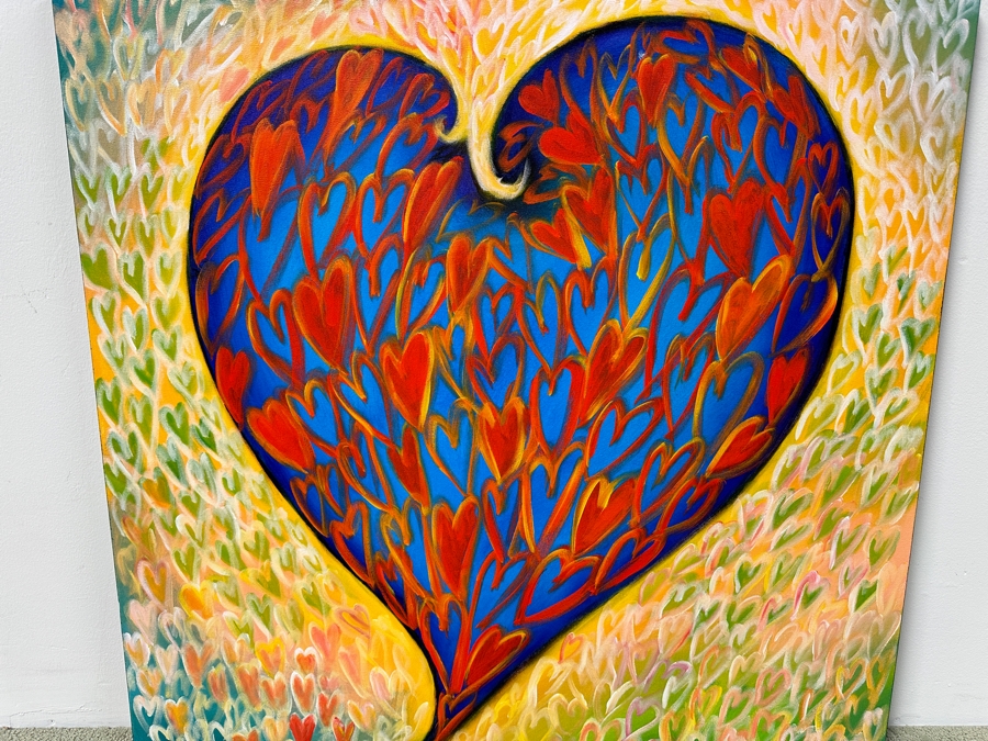 Gerrit Greve (1948-2024, Cardiff by the Sea, CA) Original Acrylic Painting On Canvas Titled 'Healthy Heart' Signed Verso Dated 2019 36' X 36' Estimate $1,300 - $1,600 [Photo 2]