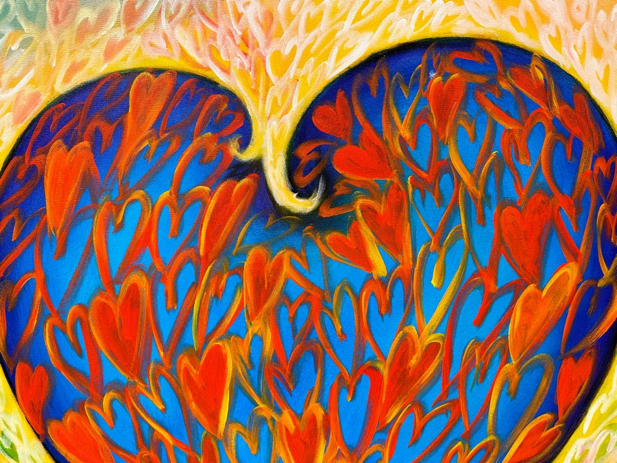 Gerrit Greve (1948-2024, Cardiff by the Sea, CA) Original Acrylic Painting On Canvas Titled 'Healthy Heart' Signed Verso Dated 2019 36' X 36' Estimate $1,300 - $1,600 [Photo 3]