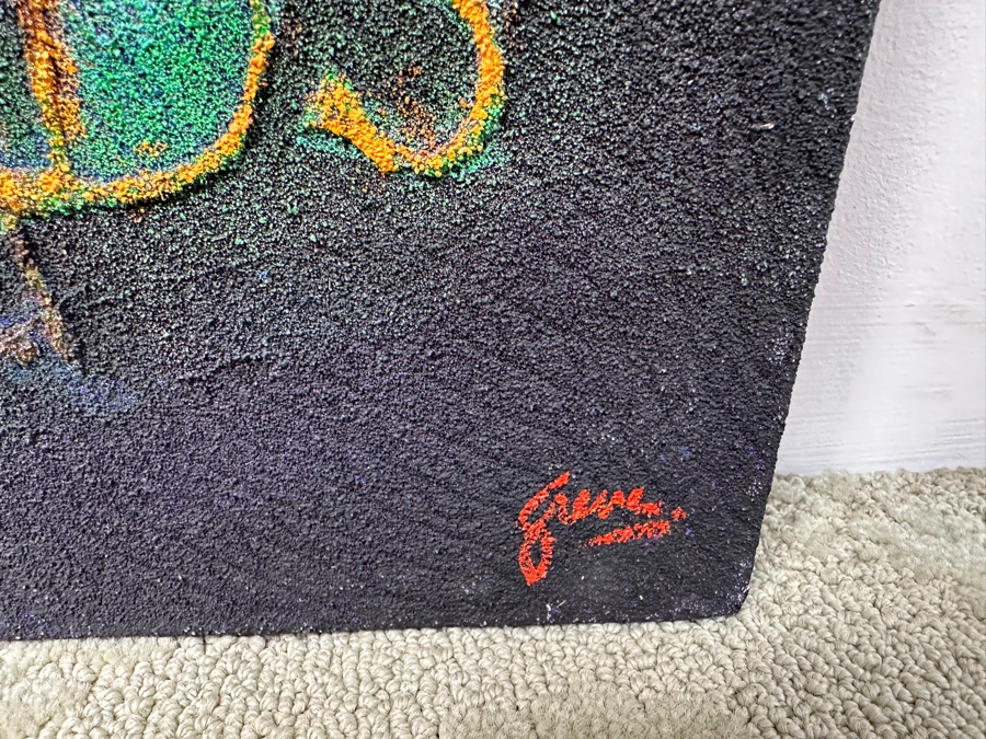 Gerrit Greve (1948-2024, Cardiff by the Sea, CA) Original Acrylic Mixed Media Sand Painting On Canvas '1993 San Diego Music Awards' Signed Verso 24' x 30' Estimate $700 - $900 [Photo 5]