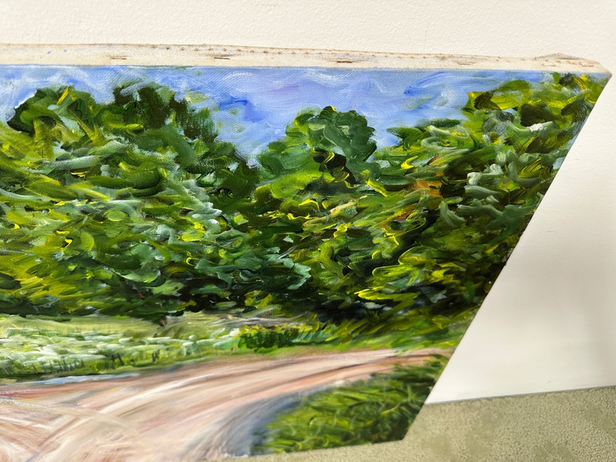 Gerrit Greve (1948-2024, Cardiff by the Sea, CA) Original Acrylic Painting On Canvas Titled “The Fork in the Road” Signed Verso Dated 1993 24” X 36' Estimate $900 - $1,100 [Photo 5]