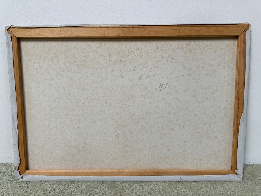 Gerrit Greve (1948-2024, Cardiff by the Sea, CA) Original Acrylic Painting On Canvas Titled “The Fork in the Road” Signed Verso Dated 1993 24” X 36' Estimate $900 - $1,100 [Photo 6]