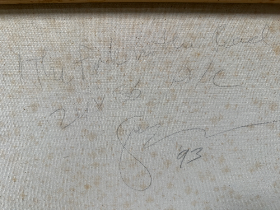 Gerrit Greve (1948-2024, Cardiff by the Sea, CA) Original Acrylic Painting On Canvas Titled “The Fork in the Road” Signed Verso Dated 1993 24” X 36' Estimate $900 - $1,100 [Photo 7]