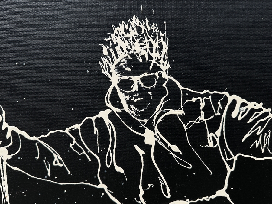 Gerrit Greve (1948-2024, Cardiff by the Sea, CA) Original Acrylic Drip Painting On Canvas Untitled Skier Signed Bottom Middle 24” X 36' Estimate $900 - $1,100 [Photo 5]