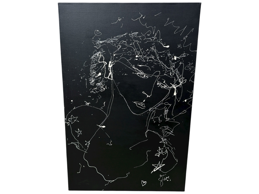 Gerrit Greve (1948-2024, Cardiff by the Sea, CA) Original Acrylic Drip Painting On Canvas Titled “Star Dollar” Signed Bottom Right 24” X 36' Estimate $900 - $1,100