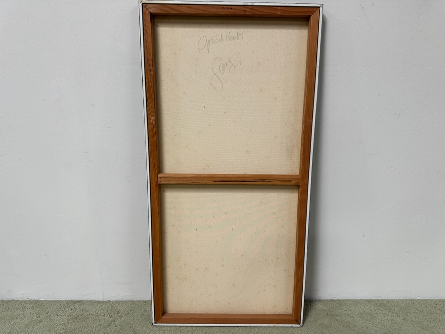 Gerrit Greve (1948-2024, Cardiff by the Sea, CA) Original Acrylic Painting On Canvas Titled “Optical Hearts” Signed Bottom Right 24” X 48” Estimate $1,150 - $1,400 [Photo 5]