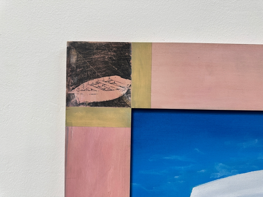 Gerrit Greve (1948-2024, Cardiff by the Sea, CA) Original Acrylic Painting On Canvas Titled “Elegy #48: The Dream” with Custom Matching Frame Signed Bottom Right Dated 1994 18” X 36” Framed: 24” x 42.5” Estimate $650 - $800 [Photo 5]