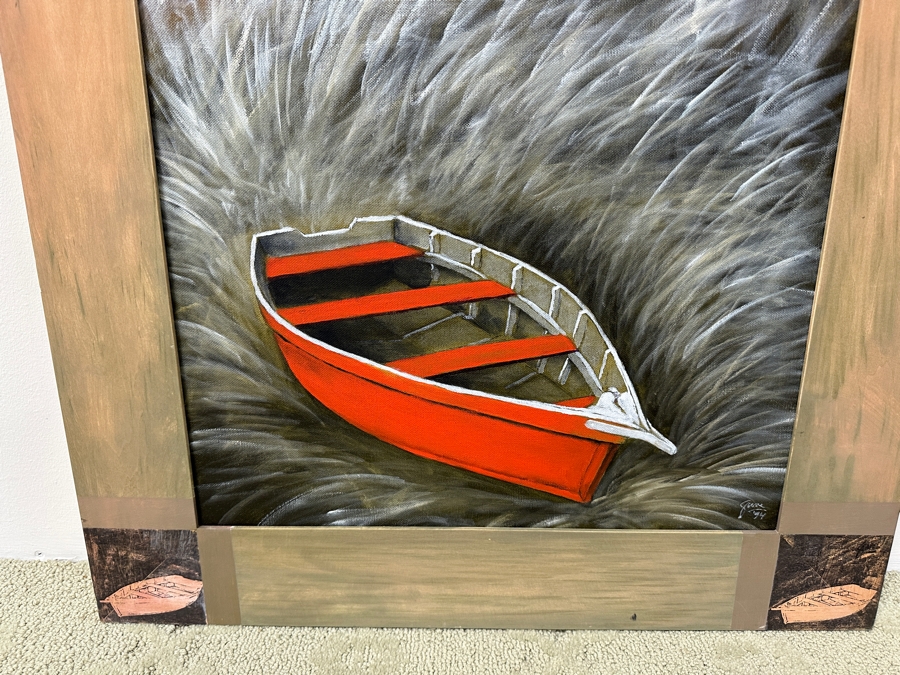 Gerrit Greve (1948-2024, Cardiff by the Sea, CA) Original Acrylic Painting On Canvas Titled “Elegy #48: The Dream” with Custom Matching Frame Signed Bottom Right Dated 1994 18” X 36” Framed: 24” x 42.5” Estimate $650 - $800 [Photo 2]