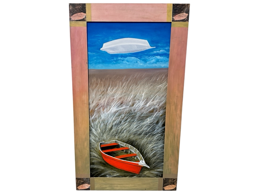 Gerrit Greve (1948-2024, Cardiff by the Sea, CA) Original Acrylic Painting On Canvas Titled “Elegy #48: The Dream” with Custom Matching Frame Signed Bottom Right Dated 1994 18” X 36” Framed: 24” x 42.5” Estimate $650 - $800