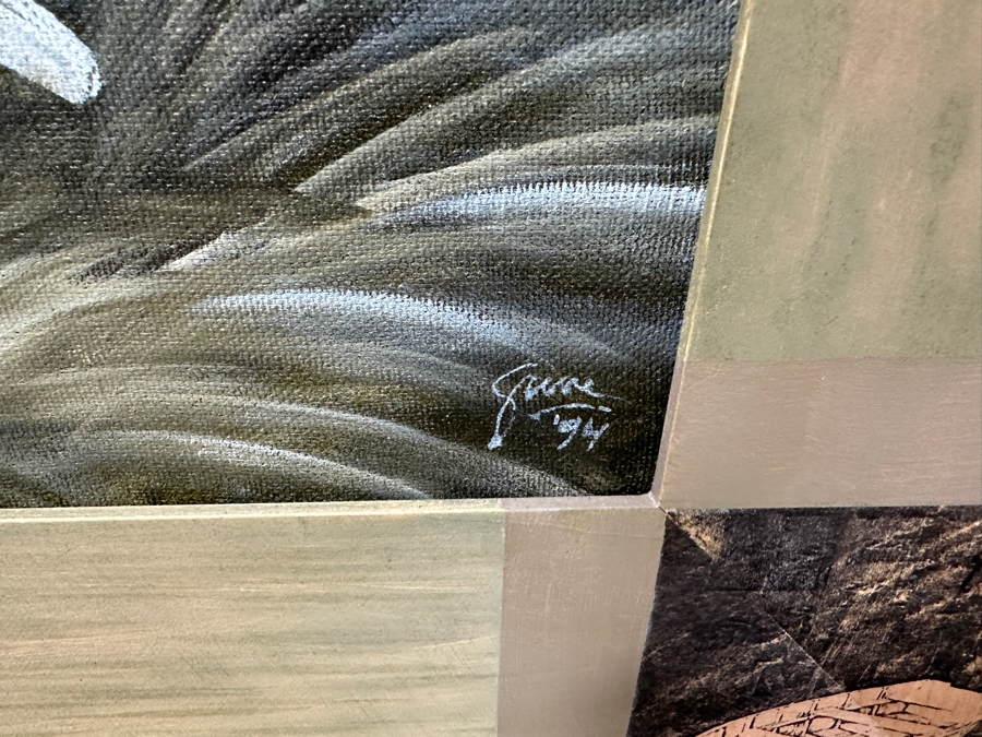 Gerrit Greve (1948-2024, Cardiff by the Sea, CA) Original Acrylic Painting On Canvas Titled “Elegy #48: The Dream” with Custom Matching Frame Signed Bottom Right Dated 1994 18” X 36” Framed: 24” x 42.5” Estimate $650 - $800 [Photo 6]