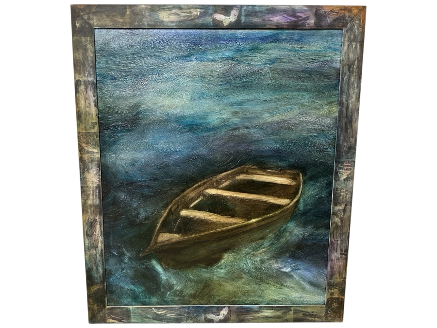 Gerrit Greve (1948-2024, Cardiff by the Sea, CA) Original Acrylic Painting On Canvas Titled “Elegy #3: Inner Light” Matching Frame with Carbon Transfers Signed Verso Dated 1993/1998 40” X 48” Framed: 46.5” x 54.5” Estimate $1,900 - $2,400 Retails $6,000