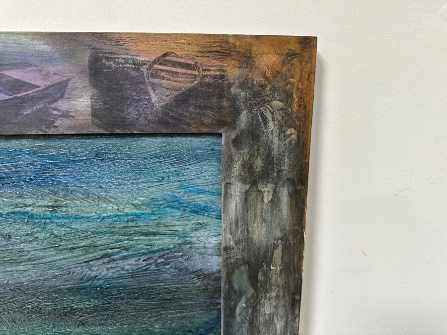 Gerrit Greve (1948-2024, Cardiff by the Sea, CA) Original Acrylic Painting On Canvas Titled “Elegy #3: Inner Light” Matching Frame with Carbon Transfers Signed Verso Dated 1993/1998 40” X 48” Framed: 46.5” x 54.5” Estimate $1,900 - $2,400 Retails $6,000 [Photo 6]