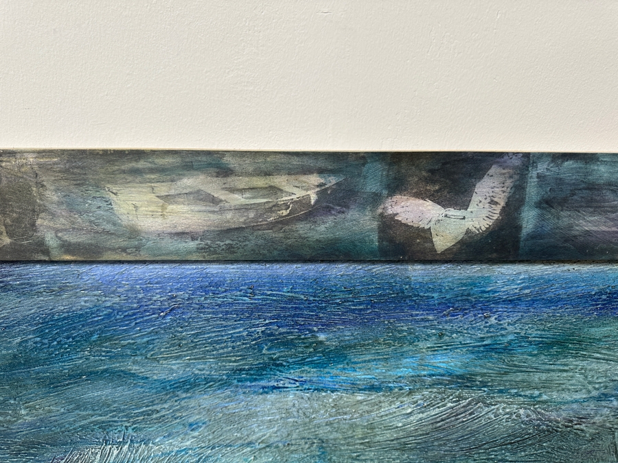 Gerrit Greve (1948-2024, Cardiff by the Sea, CA) Original Acrylic Painting On Canvas Titled “Elegy #3: Inner Light” Matching Frame with Carbon Transfers Signed Verso Dated 1993/1998 40” X 48” Framed: 46.5” x 54.5” Estimate $1,900 - $2,400 Retails $6,000 [Photo 4]